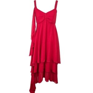 Anthony Studio Red Tiered Dress Women's 10 Made In USA